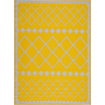 Tapis d'Extérieur Krula Tressé Recto/Verso Jaune Résistant aux UV  | ZeWebMarket.com