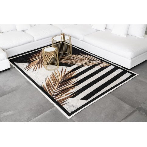 Tapis Print Anti-Dérapant Lavable en Machine Noir 1  | ZeWebMarket.com