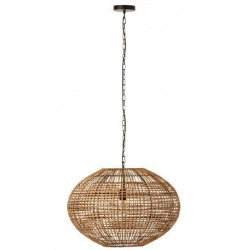 Lampe Suspendue Rotin Métal Marron Noir  | cosy-home-design.fr