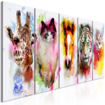 Tableau Watercolour Animals 5 Pièces Narrow  | cosy-home-design.fr