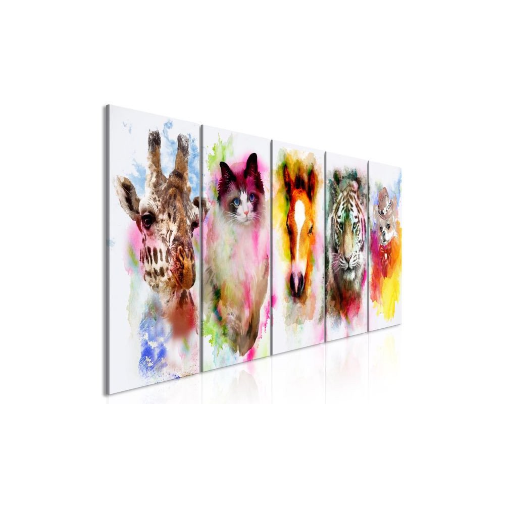 Tableau Watercolour Animals 5 Pièces Narrow  | cosy-home-design.fr