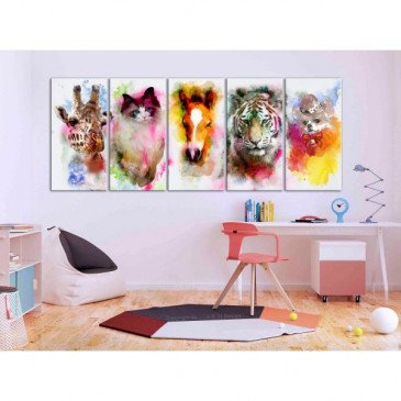 Tableau Watercolour Animals 5 Pièces Narrow  | cosy-home-design.fr