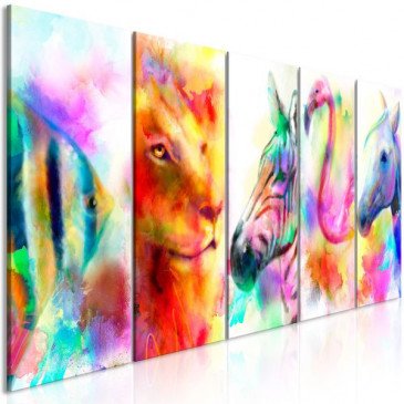 Tableau Rainbow Watercolours 5 Pièces Narrow  | cosy-home-design.fr