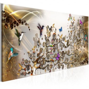 Tableau Hummingbirds Dance 1 Pièce Gold Narrow  | cosy-home-design.fr