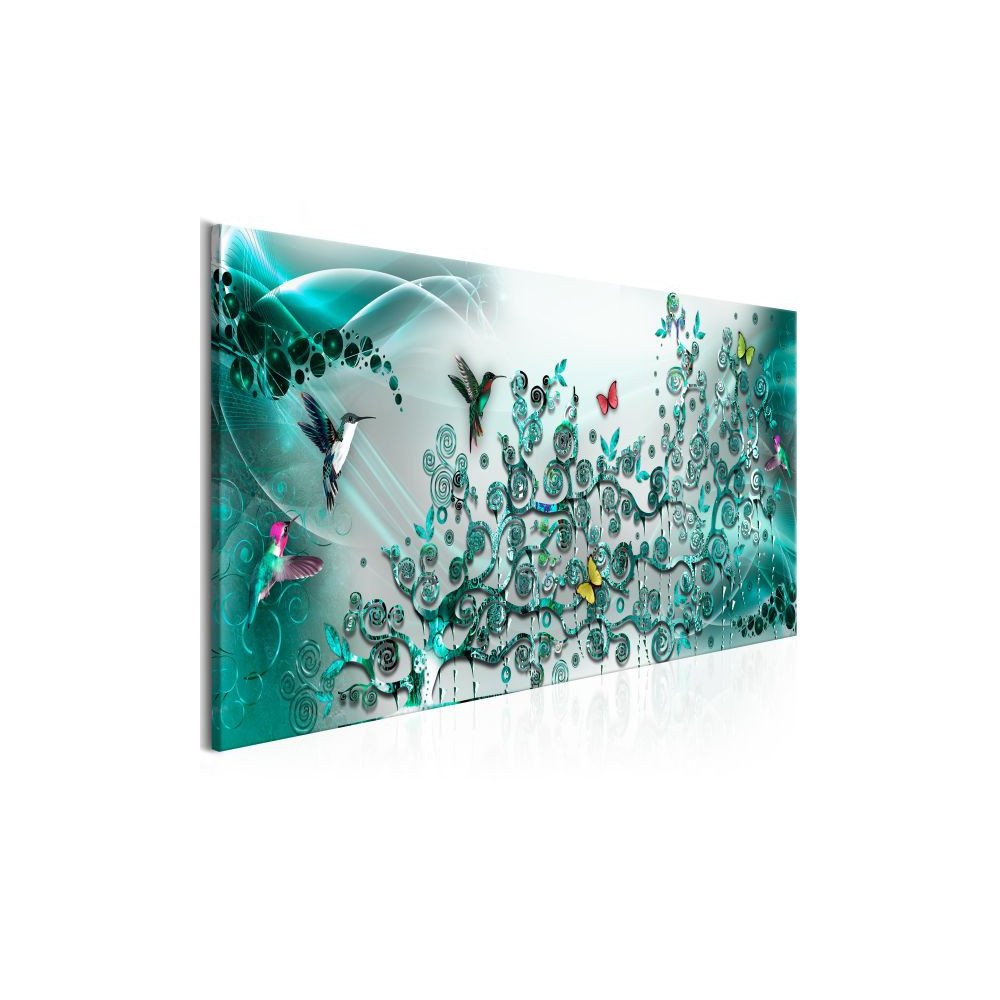 Tableau Hummingbirds Dance 1 Pièce Turquoise Narrow  | cosy-home-design.fr