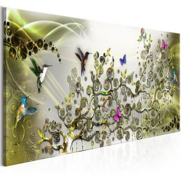 Tableau Hummingbirds Dance 1 Pièce Green Narrow  | cosy-home-design.fr