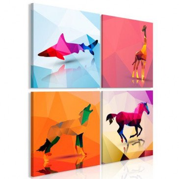 Tableau Geometric Animals 4 Pièces  | cosy-home-design.fr