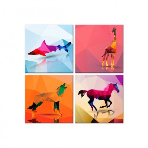 Tableau Geometric Animals 4 Pièces  | cosy-home-design.fr