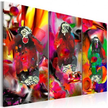 Tableau Crazy Monkeys - triptych  | cosy-home-design.fr