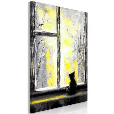 Tableau Longing Kitty 1 Pièce Vertical Yellow  | cosy-home-design.fr