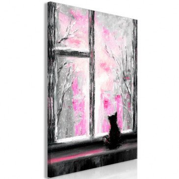 Tableau Longing Kitty 1 Pièce Vertical Pink  | cosy-home-design.fr