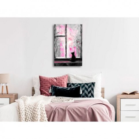 Tableau Longing Kitty 1 Pièce Vertical Pink  | cosy-home-design.fr