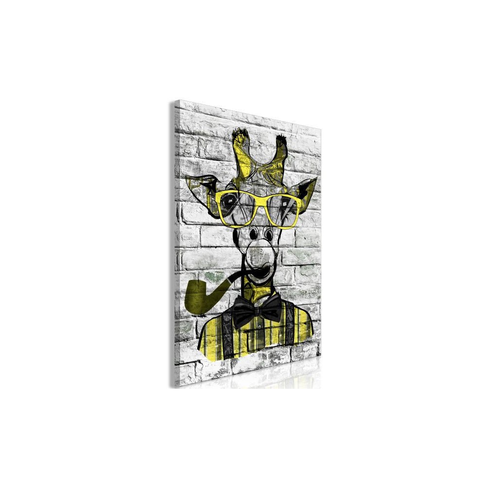 Tableau Giraffe with Pipe 1 Pièce Vertical Yellow  | cosy-home-design.fr