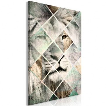 Tableau Lion on the Chessboard 1 Pièce Vertical  | cosy-home-design.fr