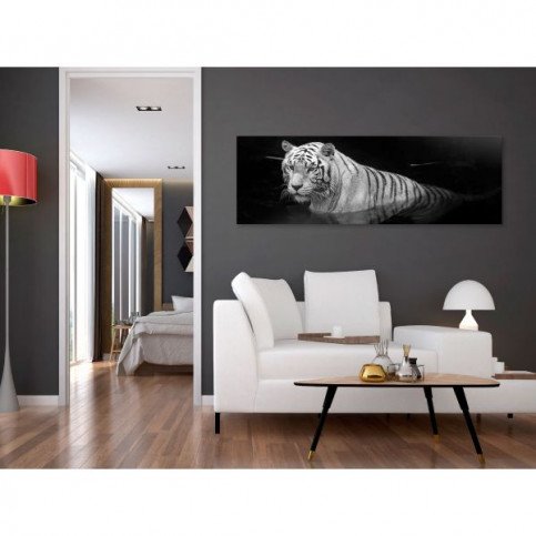 Tableau Shining Tiger 1 Pièce Black and White Narrow  | cosy-home-design.fr