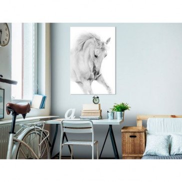 Tableau White Horse 1 Pièce Vertical  | cosy-home-design.fr