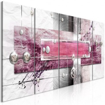 Tableau Mysterious Mechanism (5 Parts) Narrow Pink  | cosy-home-design.fr