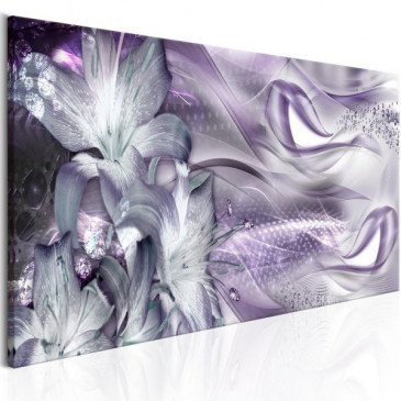 Tableau Lilies and Waves (1 Part) Narrow Pale Violet  | cosy-home-design.fr