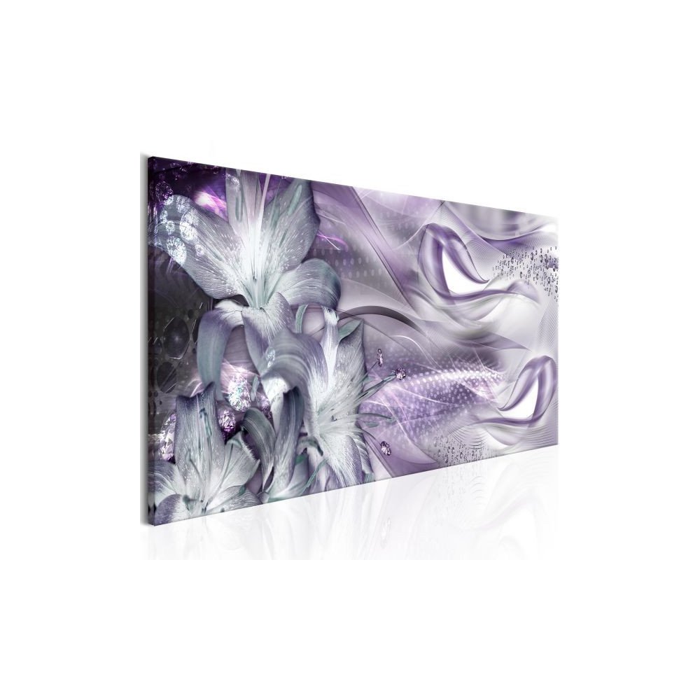 Tableau Lilies and Waves (1 Part) Narrow Pale Violet  | cosy-home-design.fr