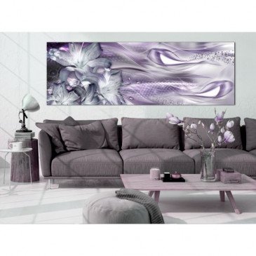 Tableau Lilies and Waves (1 Part) Narrow Pale Violet  | cosy-home-design.fr