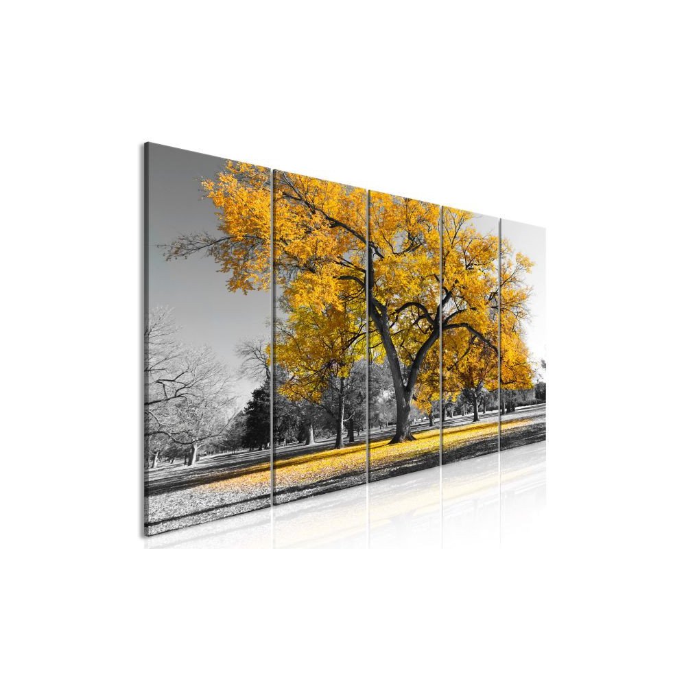 Tableau Autumn in the Park (5 Parts) Narrow Gold  | cosy-home-design.fr