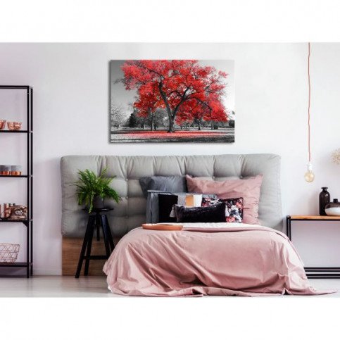 Tableau Autumn in the Park (1 Part) Wide Red  | cosy-home-design.fr