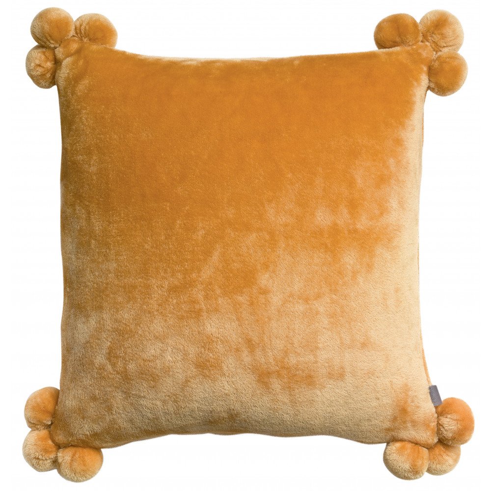 Coussin Tender Pompons Ocre 45 X 45  | cosy-home-design.fr