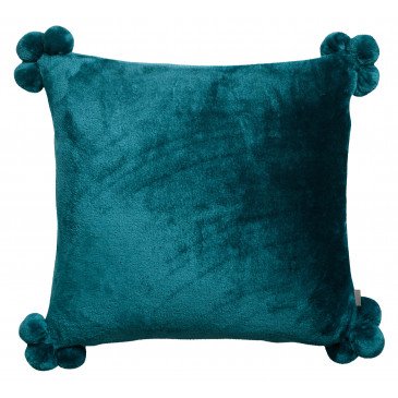 Coussin Tender Pompons Paon 45 X 45  | cosy-home-design.fr