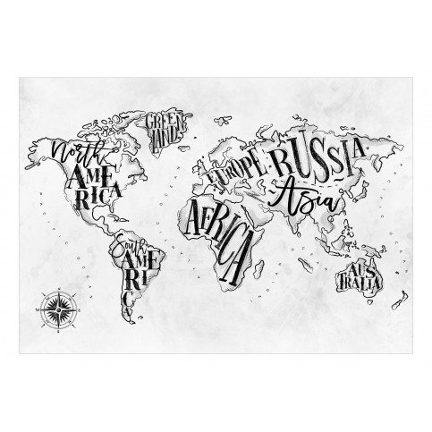 Papier peint - Retro Continents (Grey) 