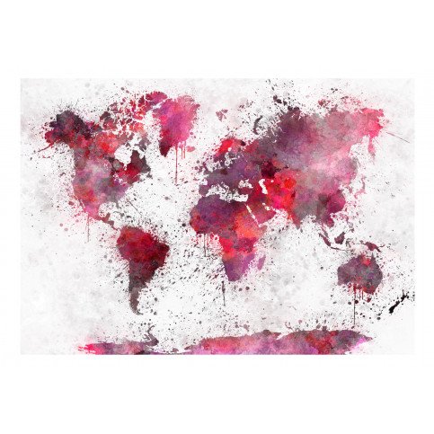 Papier peint - World Map: Red Watercolors 