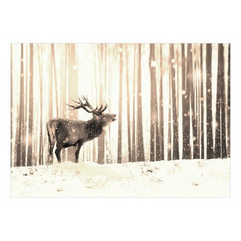 Papier peint adhésif - Deer in the Snow (Sepia) 