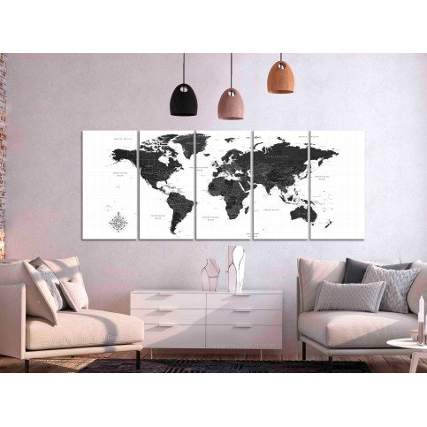 Tableau - Black and White Map (5 Parts) Narrow 