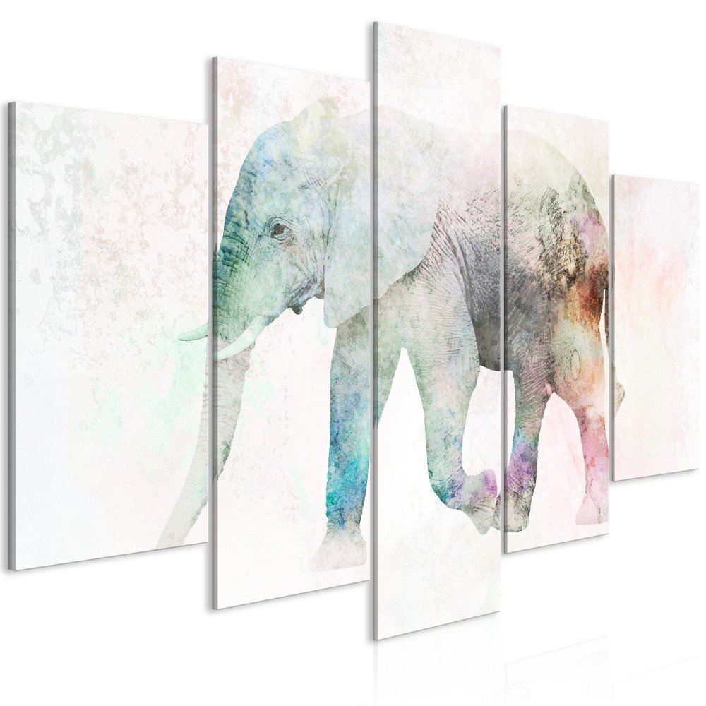 Tableau - Painted Elephant (5 Parts) Wide 