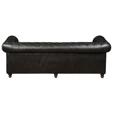 Canapé Chesterfield 3 Places Cuir Noir Finition Moderne Glasgow