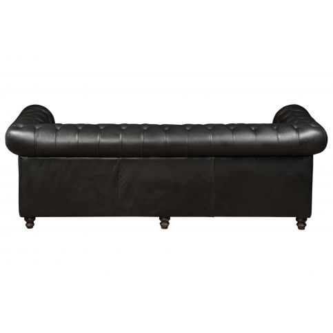 Canapé Chesterfield 3 Places Cuir Noir Finition Moderne Glasgow