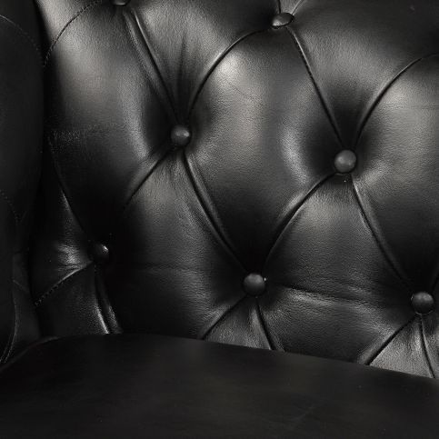 Canapé Chesterfield 3 Places Cuir Noir Finition Moderne Glasgow