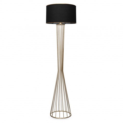 Lampadaire Style Scandinave Métal Noir et Doré Cage 