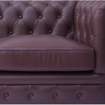 Fauteuil Chesterfield Rouge Bordeaux Cuir de Buffle Glasgow