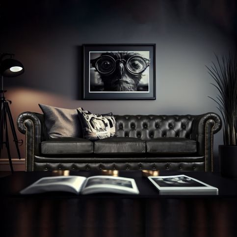 Canapé Chesterfield Cuir Noir 3 Places Finition Moderne Glasgow