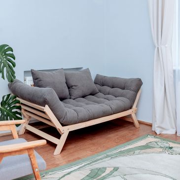 Canapé Style Japandi Bois Massif Naturel et Crème Allegro