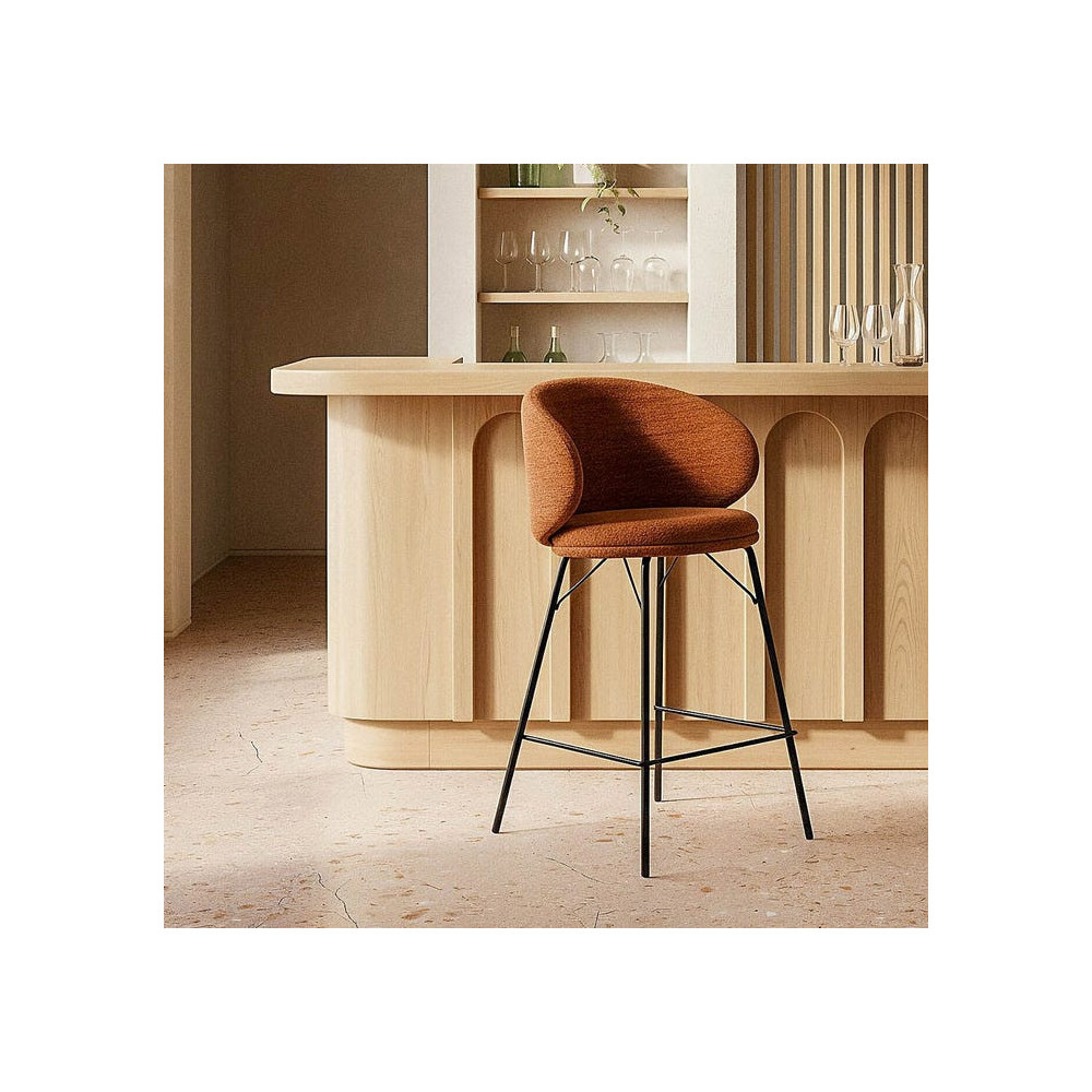 Tabouret Terracotta Tissu-Métal Salon 46,50 X 46,50 X 90 Cm 