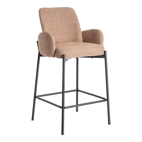 Tabouret Marbré Rose Tissu-Métal Salon 48,50 X 48,50 X 95 Cm 