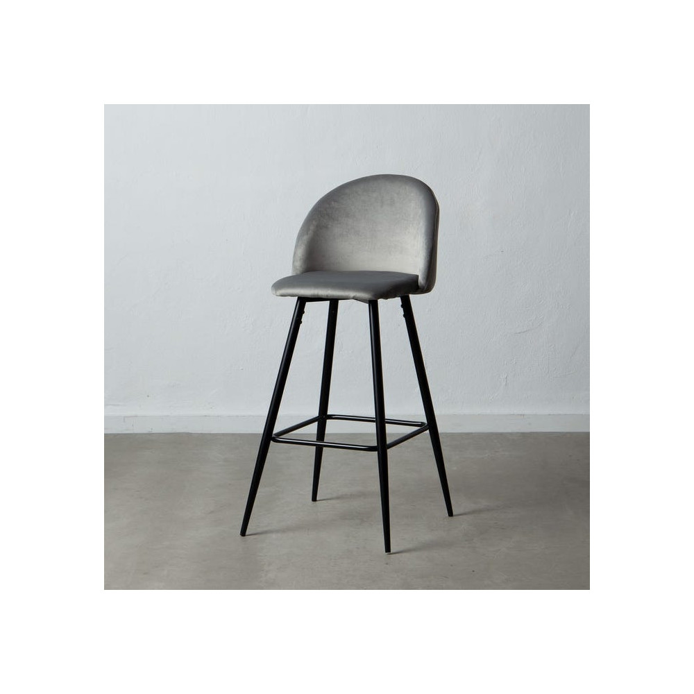 Tabouret Haut Gris Tissu-Métal Salon 40,20 X 48,20 X 102 Cm 