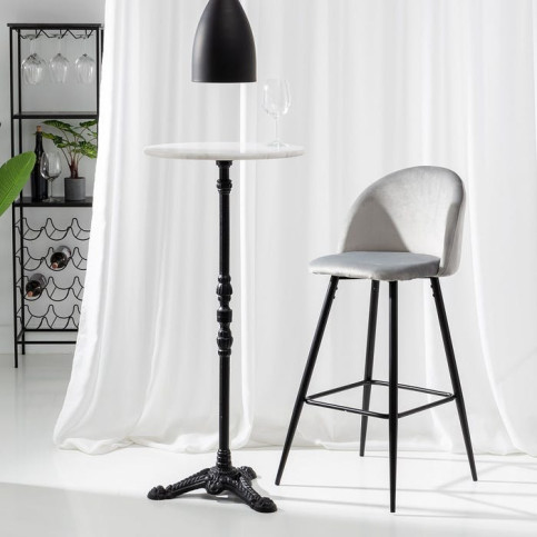 Tabouret Haut Gris Tissu-Métal Salon 40,20 X 48,20 X 102 Cm 