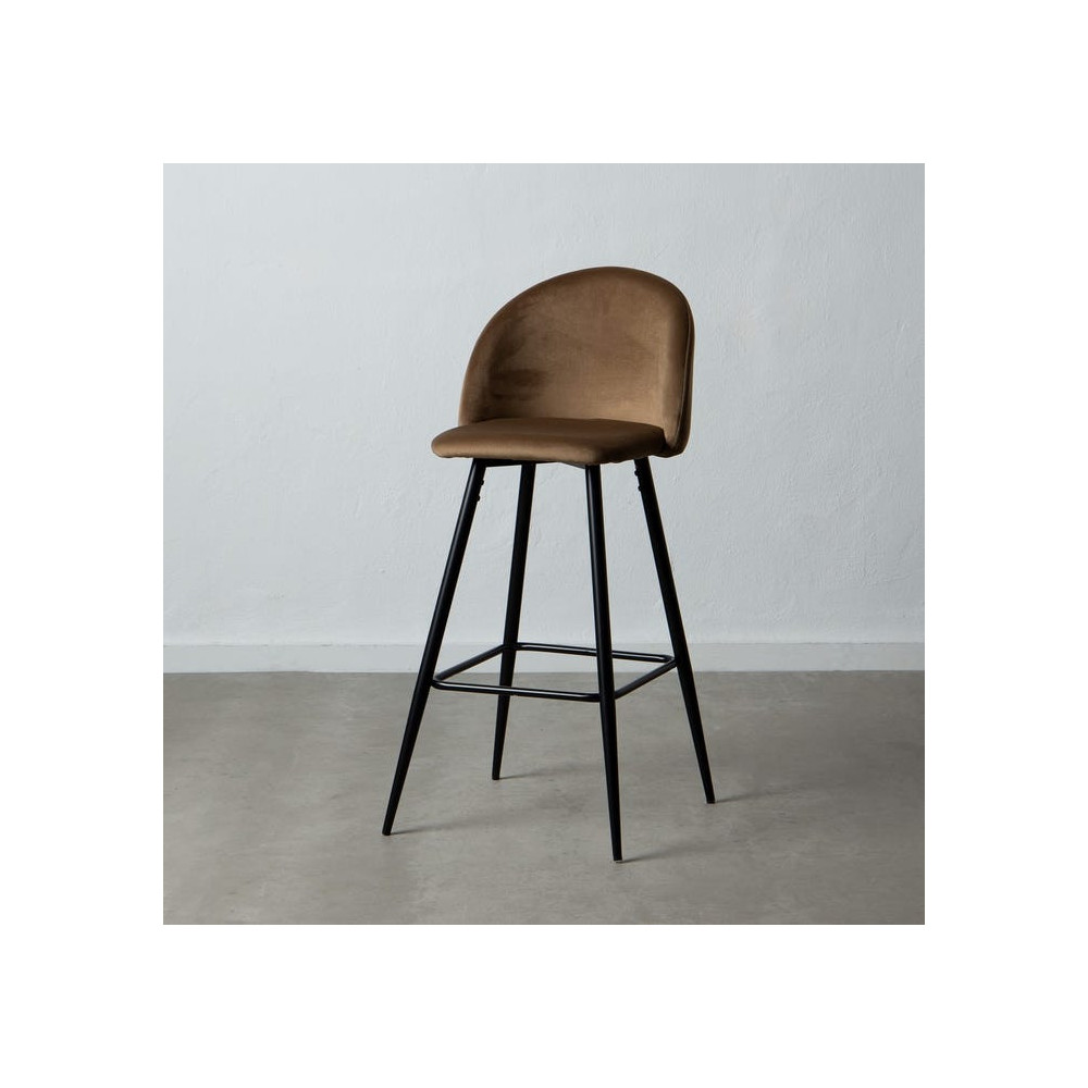 Tabouret Haut Marron Tissu-Métal Salon 40,20 X 48,20 X 102 C 