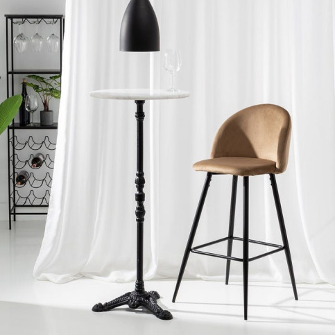 Tabouret Haut Marron Tissu-Métal Salon 40,20 X 48,20 X 102 C 