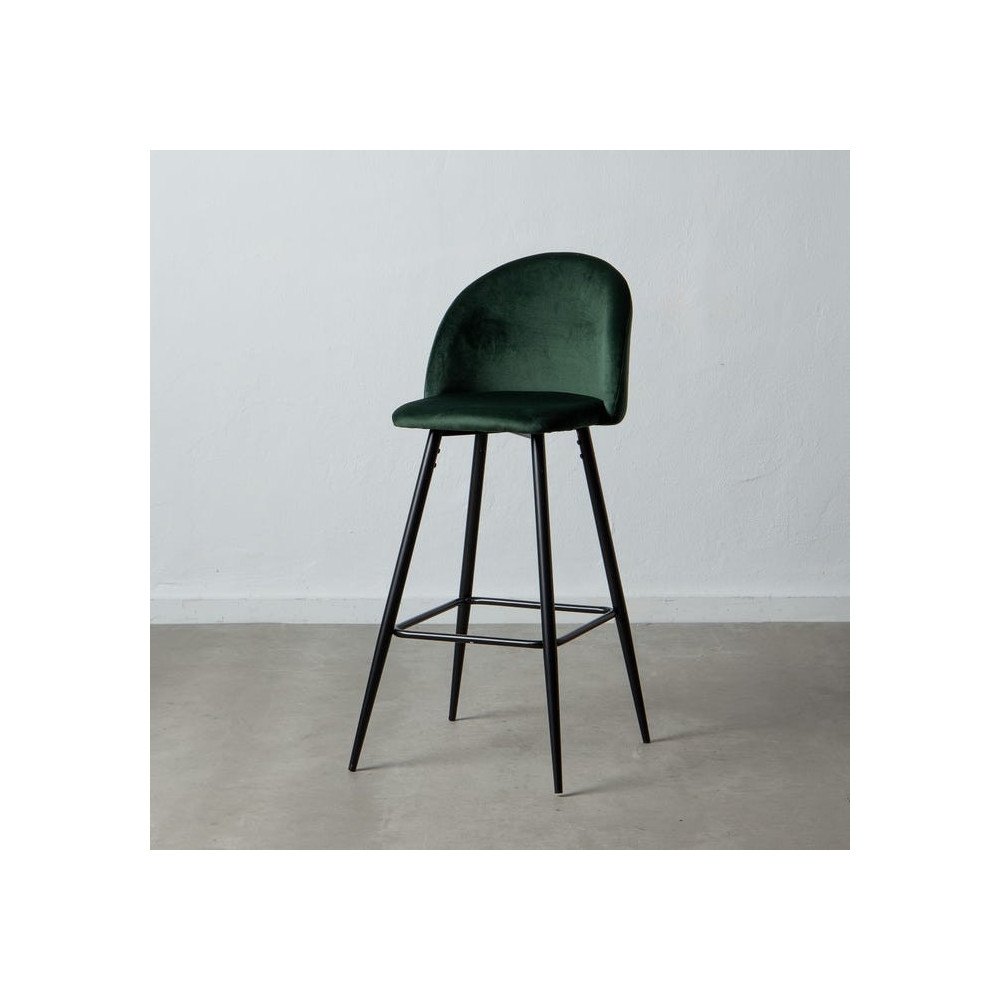 Tabouret Haut Vert Foncé Tissu-Métal 40,20 X 48,20 X 102 Cm 