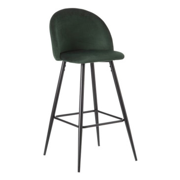 Tabouret Haut Vert Foncé Tissu-Métal 40,20 X 48,20 X 102 Cm 