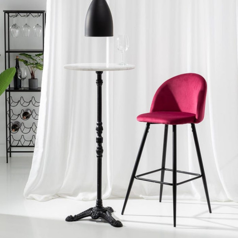 Tabouret Haut Bordeaux Tissu-Métal 40,20 X 48,20 X 102 Cm 