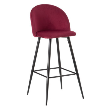 Tabouret Haut Bordeaux Tissu-Métal 40,20 X 48,20 X 102 Cm 
